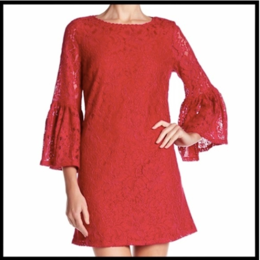 Laundry Shelli Segal A-line Red Lace Mini Dress